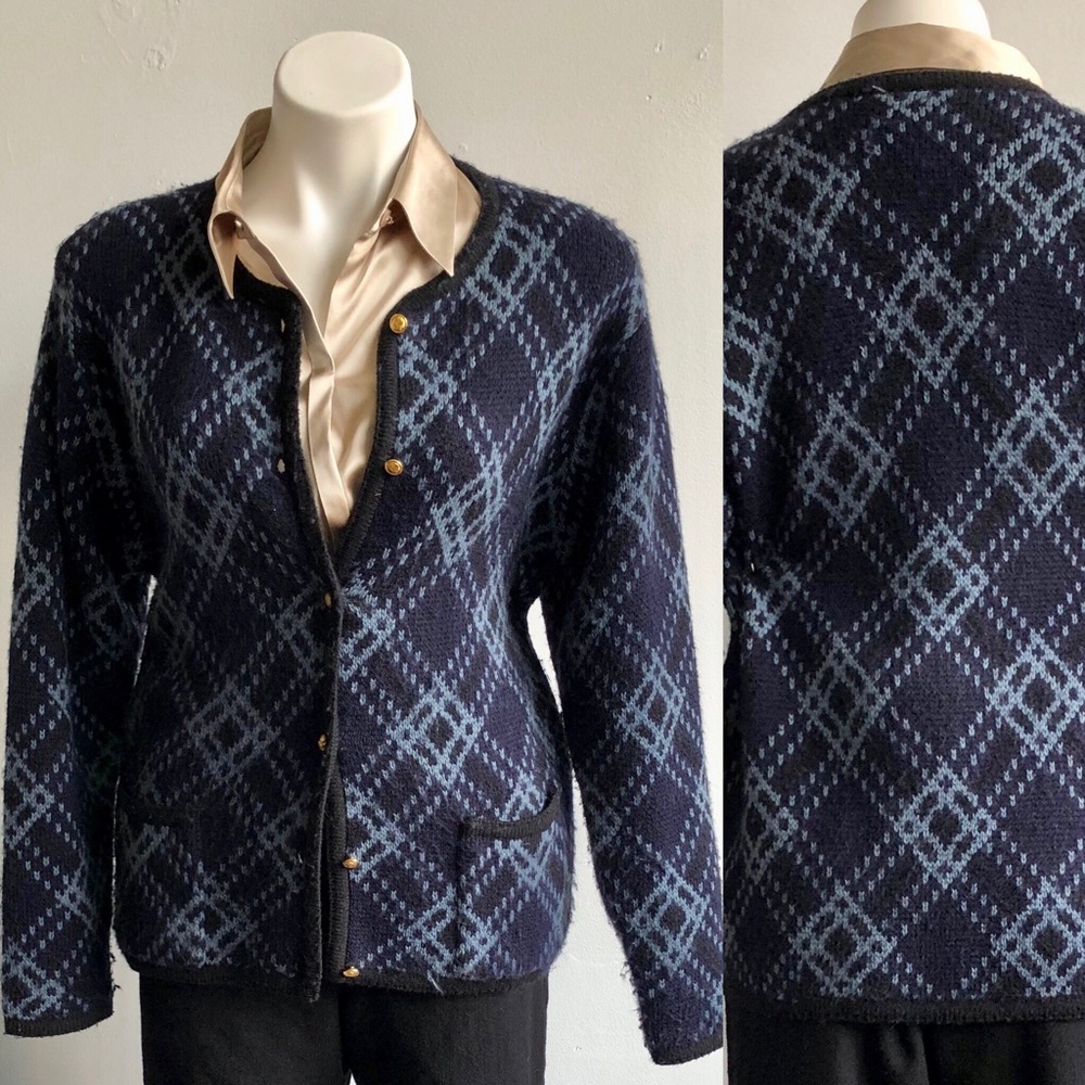 Vintage Plaid Cardigan Sweater